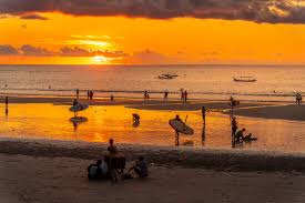 Kuta beach at sunset